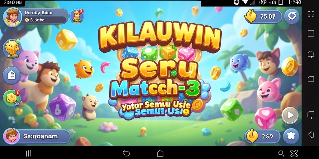 Tampilan penuh warna dari gameplay KILAUWIN Match-3.