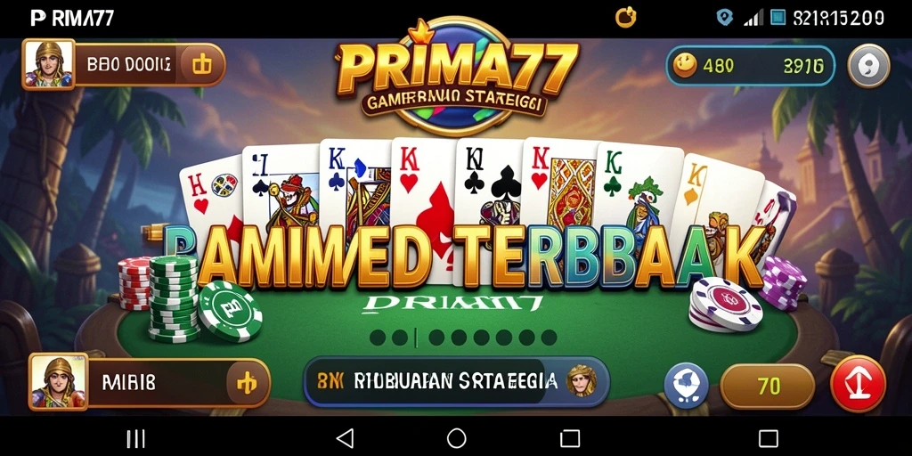 Screenshot utama PRIMA77 menampilkan gameplay Domino yang seru dan mendebarkan.