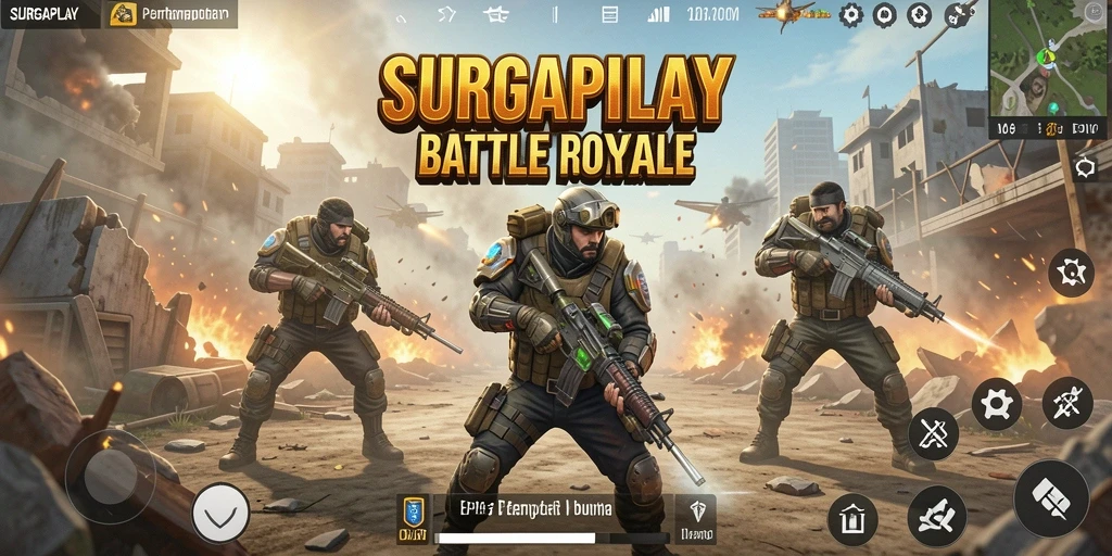 Gameplay seru di arena Battle Royale SURGAPLAY yang penuh aksi.
